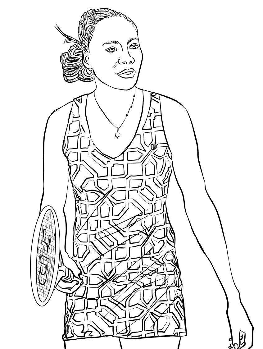 Coloriage Venus Williams Tennis - Tennis à imprimer