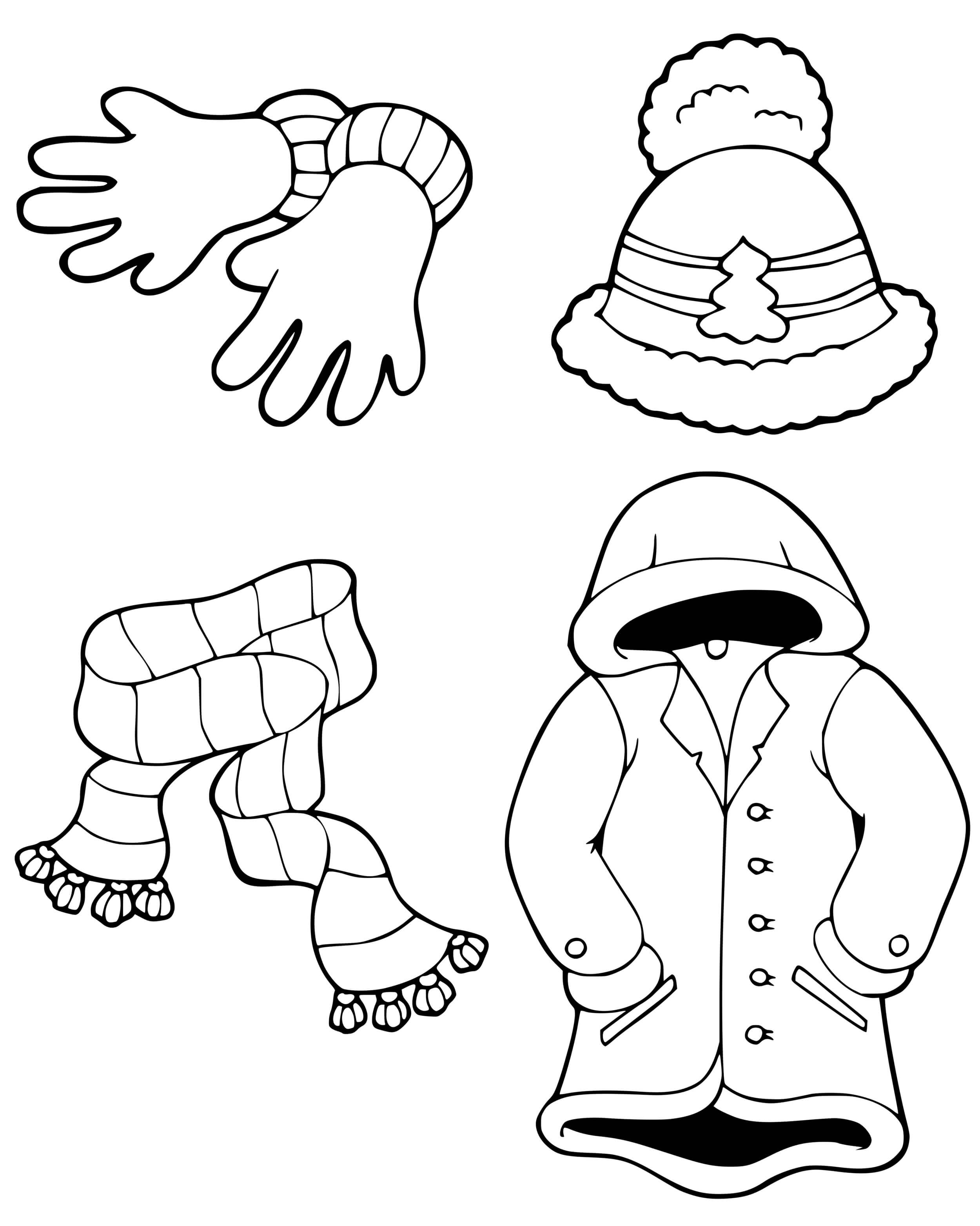 Coloriage Vetements D'hiver - Hiver à imprimer