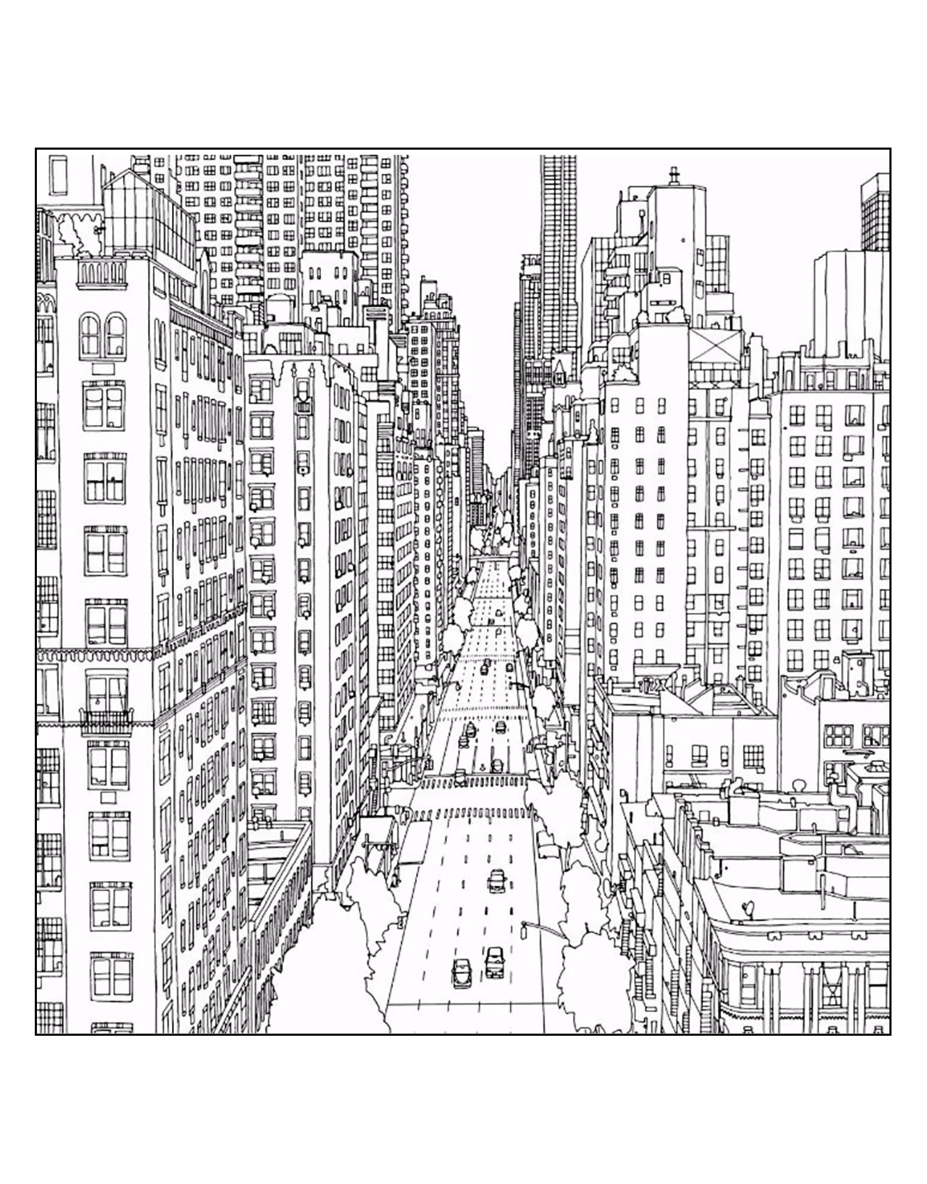 Coloriage Ville De New York Realistique Avec Les Tours Et Building - Ville à imprimer