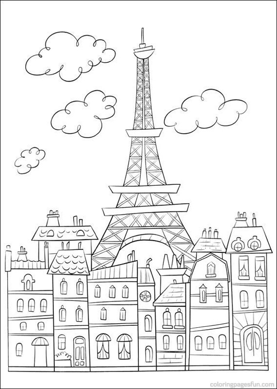 Coloriage Ville De Paris France - Ville à imprimer