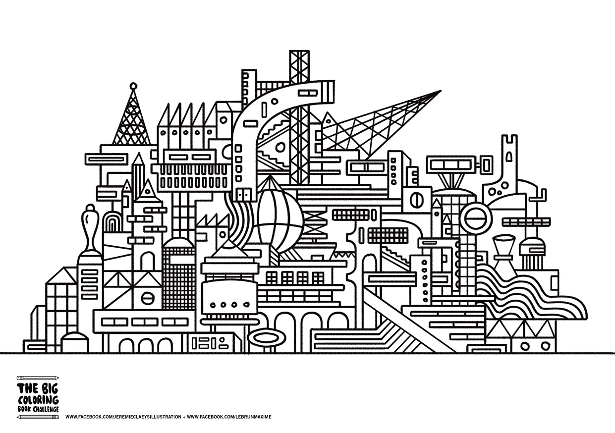 Coloriage Ville Moderne Twisted City - Ville à imprimer