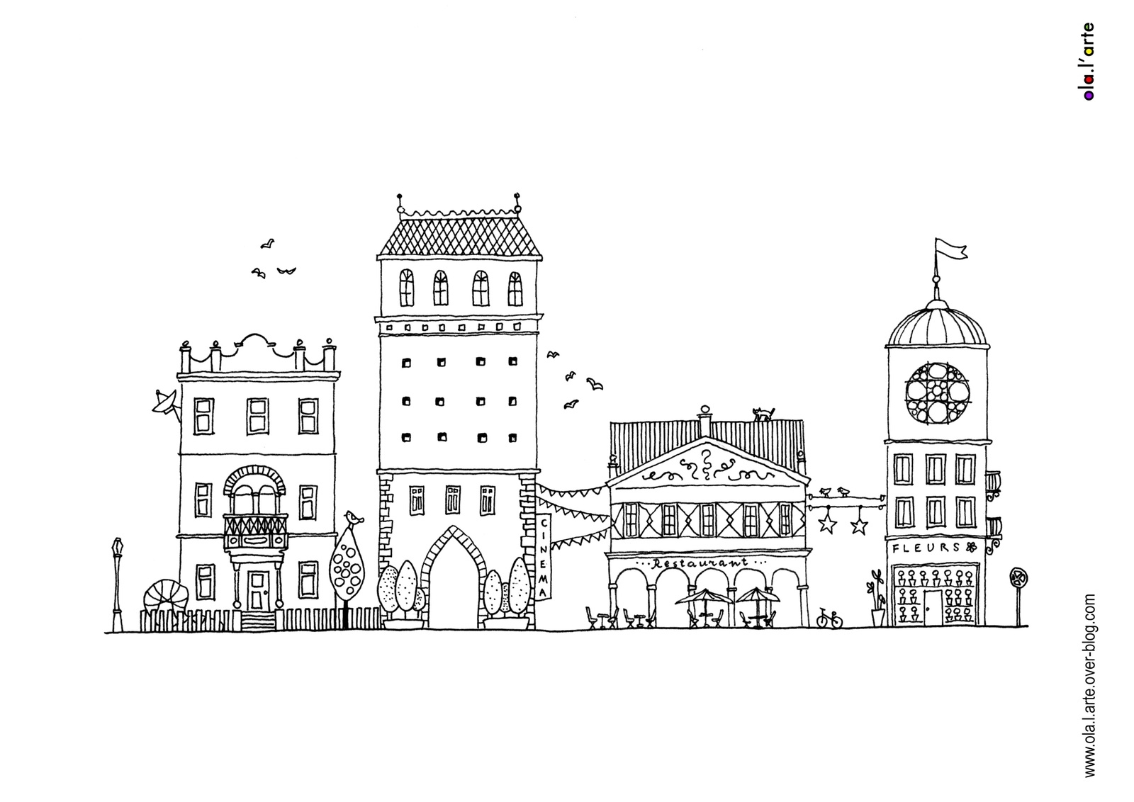 Coloriage Ville Par Aleksandra Sobol Illustrations - Ville à imprimer
