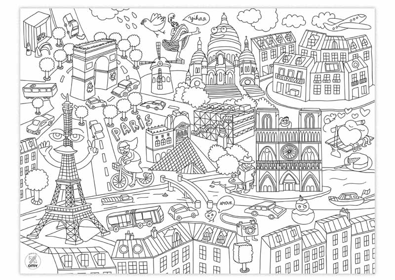 Coloriage Villes De France Paris Et Ville New York Usa - PSG Paris Saint-Germain à imprimer