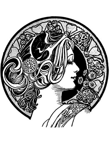 Coloriage Visage Art Nouveau - Art à imprimer