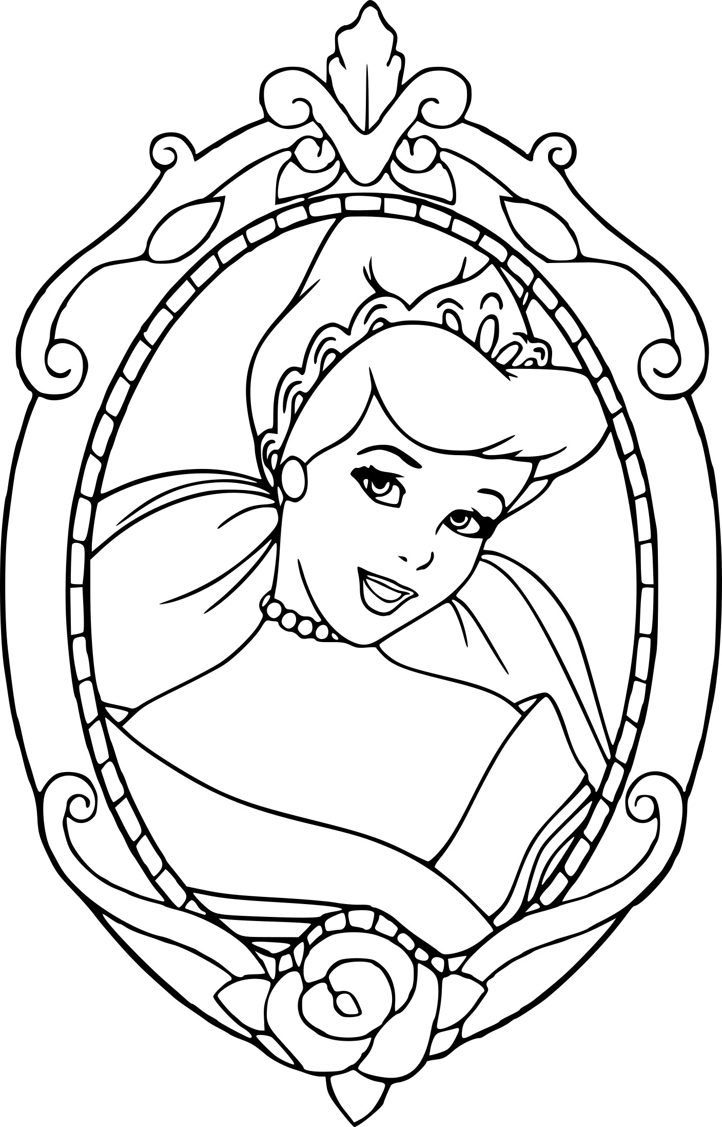 Coloriage Visage De Cendrillon Cadre - Cendrillon à imprimer
