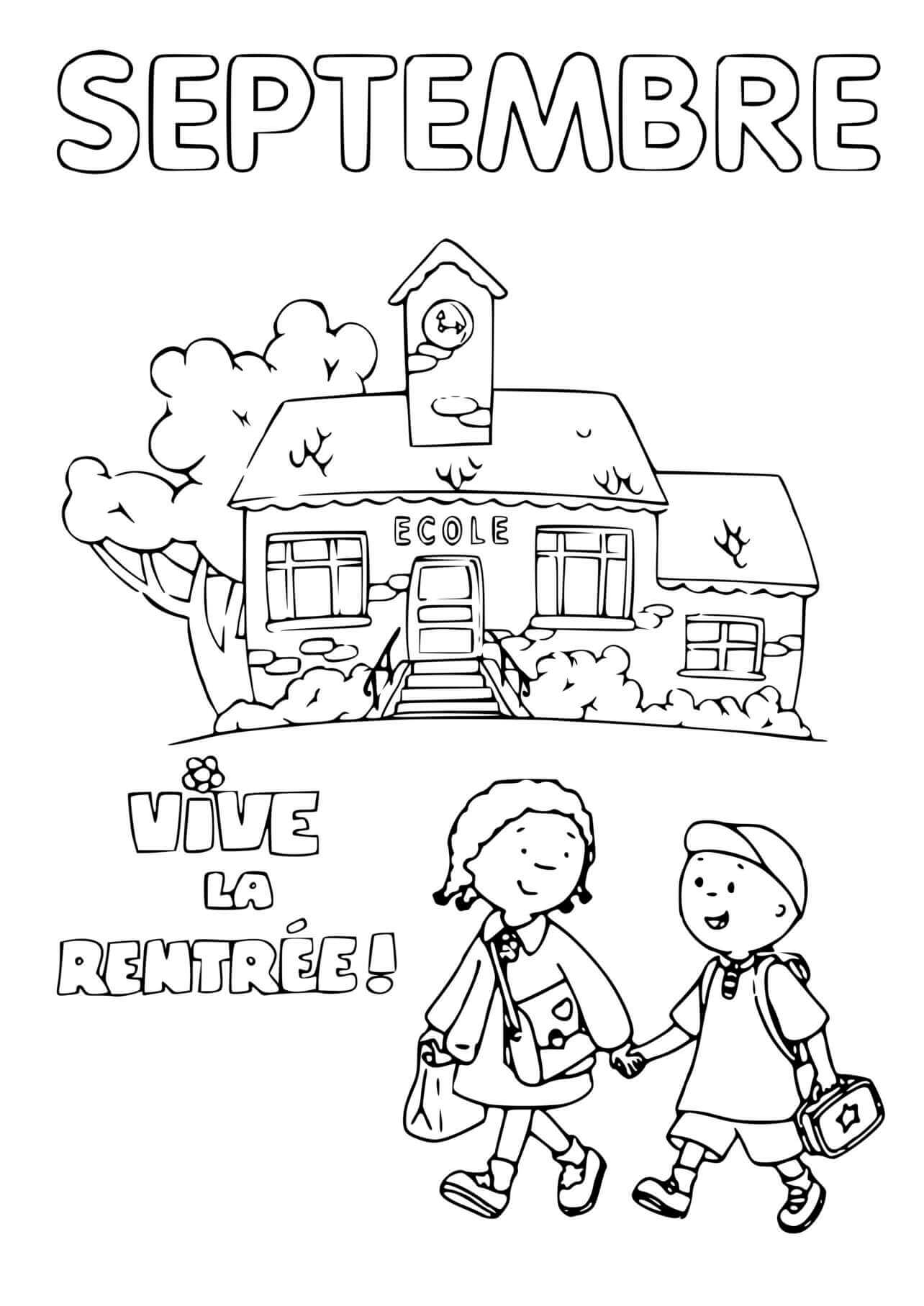 Coloriage Vive La Rentrée Septembre - Septembre à imprimer