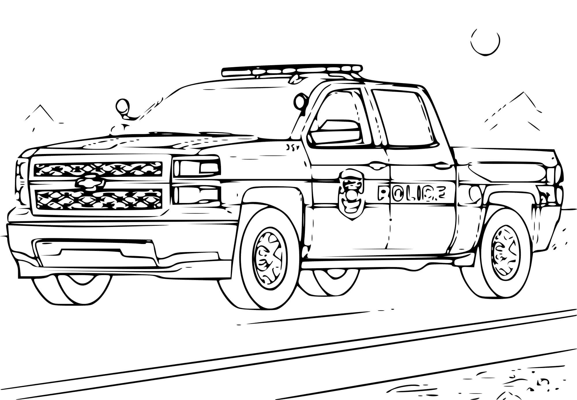 Coloriage Voiture 4x4 Police - 4x4 à imprimer