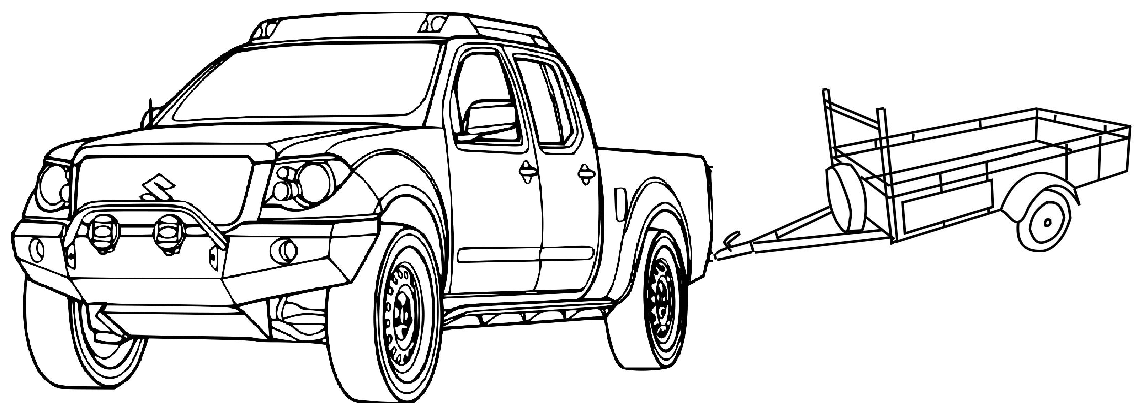 Coloriage Voiture 4x4 Avec Remorque - 4x4 à imprimer