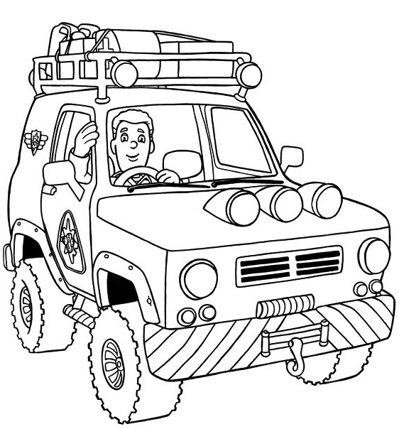 Coloriage Voiture 4x4 Pompier - 4x4 à imprimer