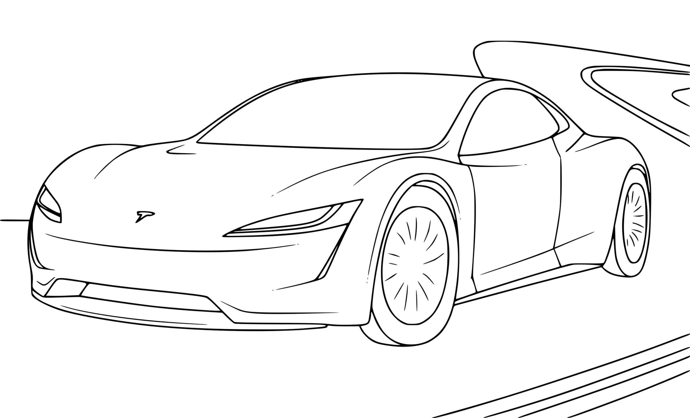 Coloriage Voiture Tesla Roadster - Voiture à imprimer