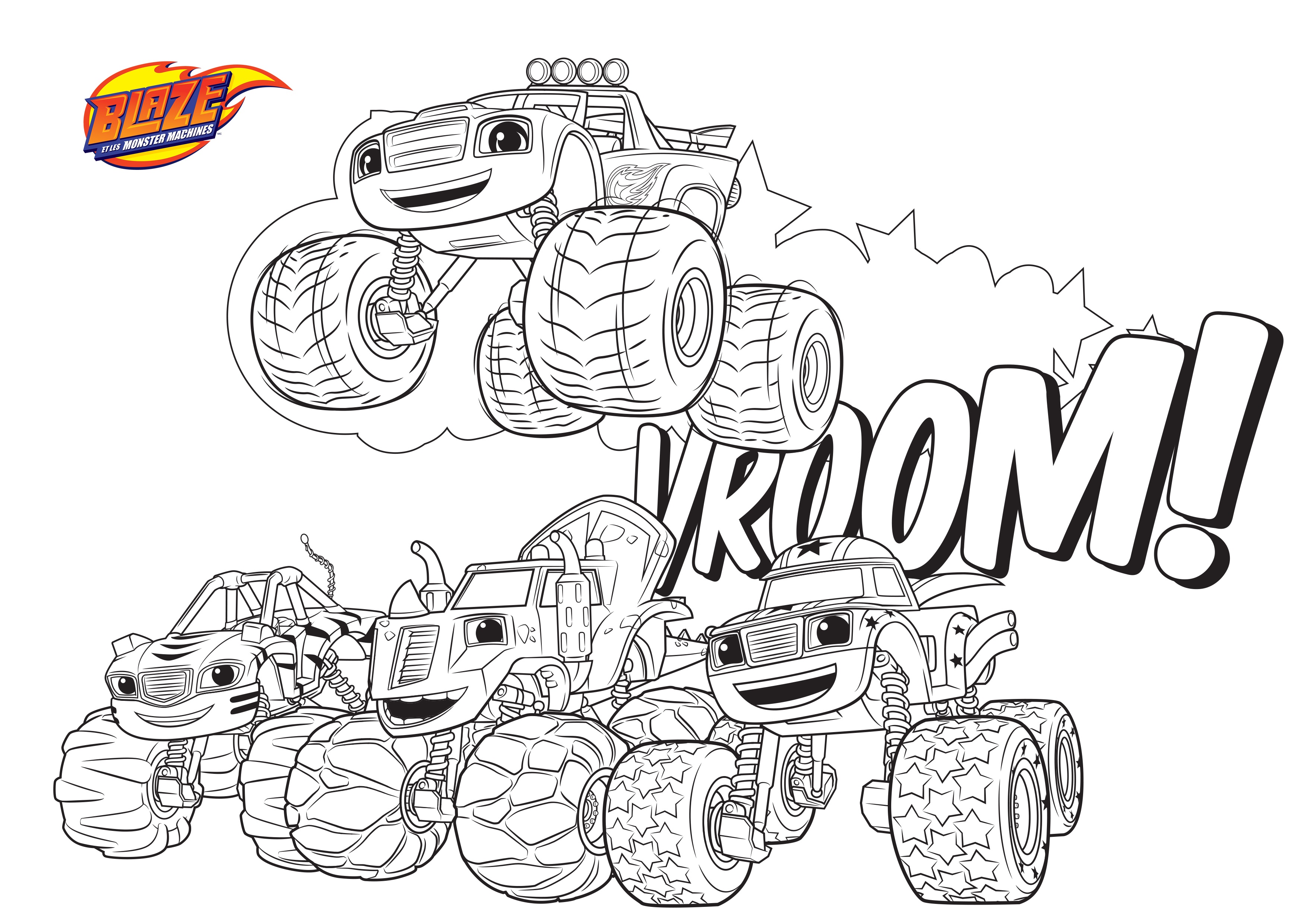 Coloriage Voiture Blaze 3 Monster Machines Vroom Vroom - Blaze et les Monster Machines à imprimer