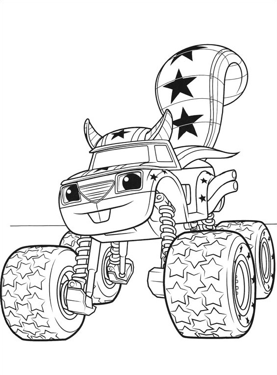 Coloriage Blaze et son monstre machine rouge en action - Blaze et les Monster Machines à imprimer