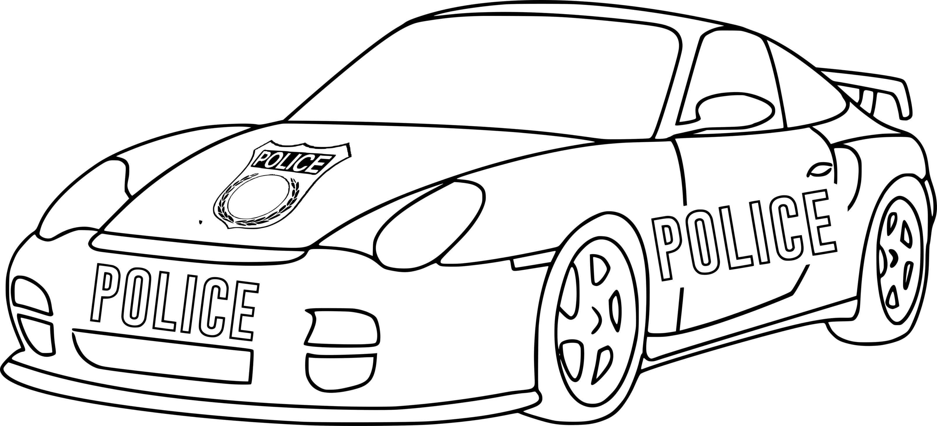 Coloriage Voiture De Course Porsche Police - Voiture de police à imprimer