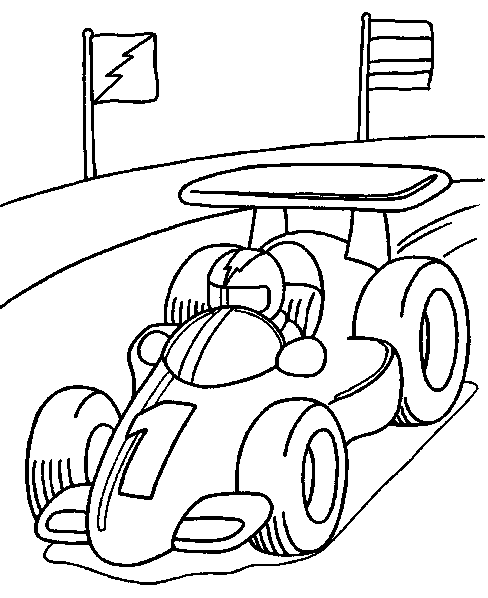 Coloriage Monoplace de Formule 1 compétition - Voiture à imprimer