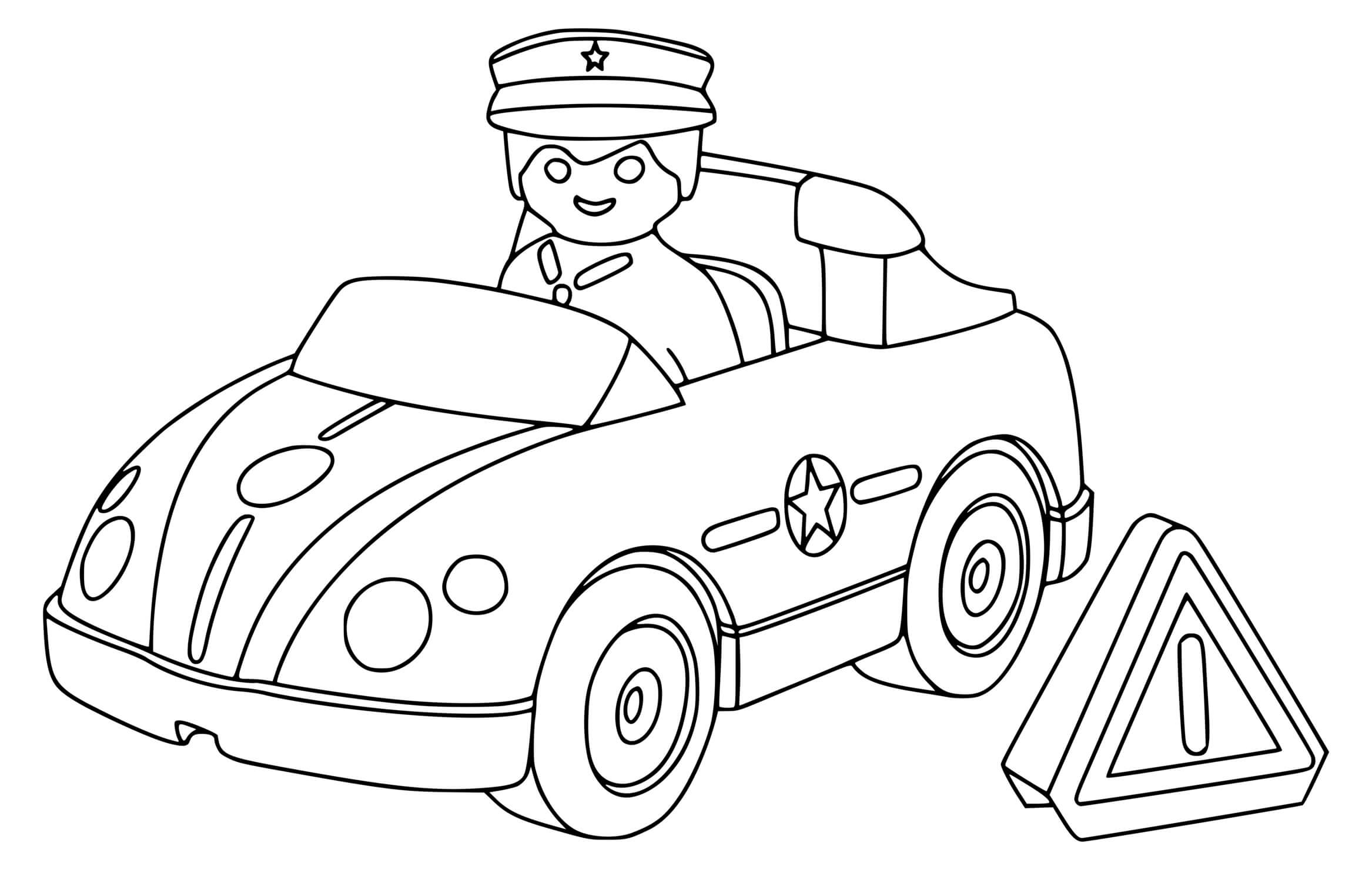 Coloriage Voiture De Police Playmobil - Voiture de police à imprimer