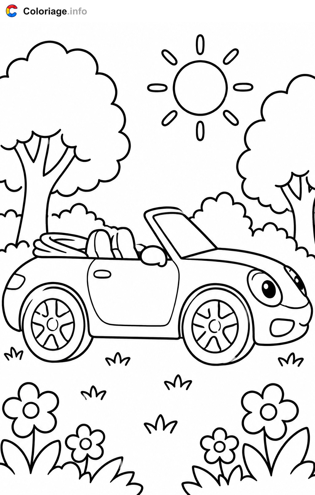 Ausmalbilder Cabrio Sportwagen — Ausmalbild zum Ausdrucken