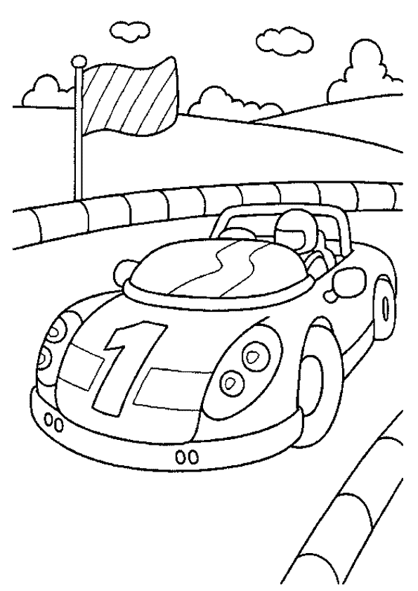 Coloriage Bolide de Formule 1 en pleine course - Voiture de course à imprimer