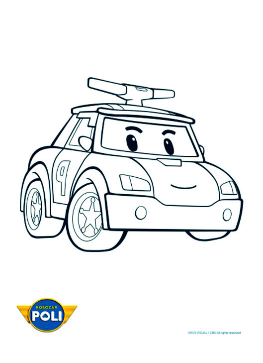 Coloriage Voiture Police Robocar Poli - Robocar poli à imprimer