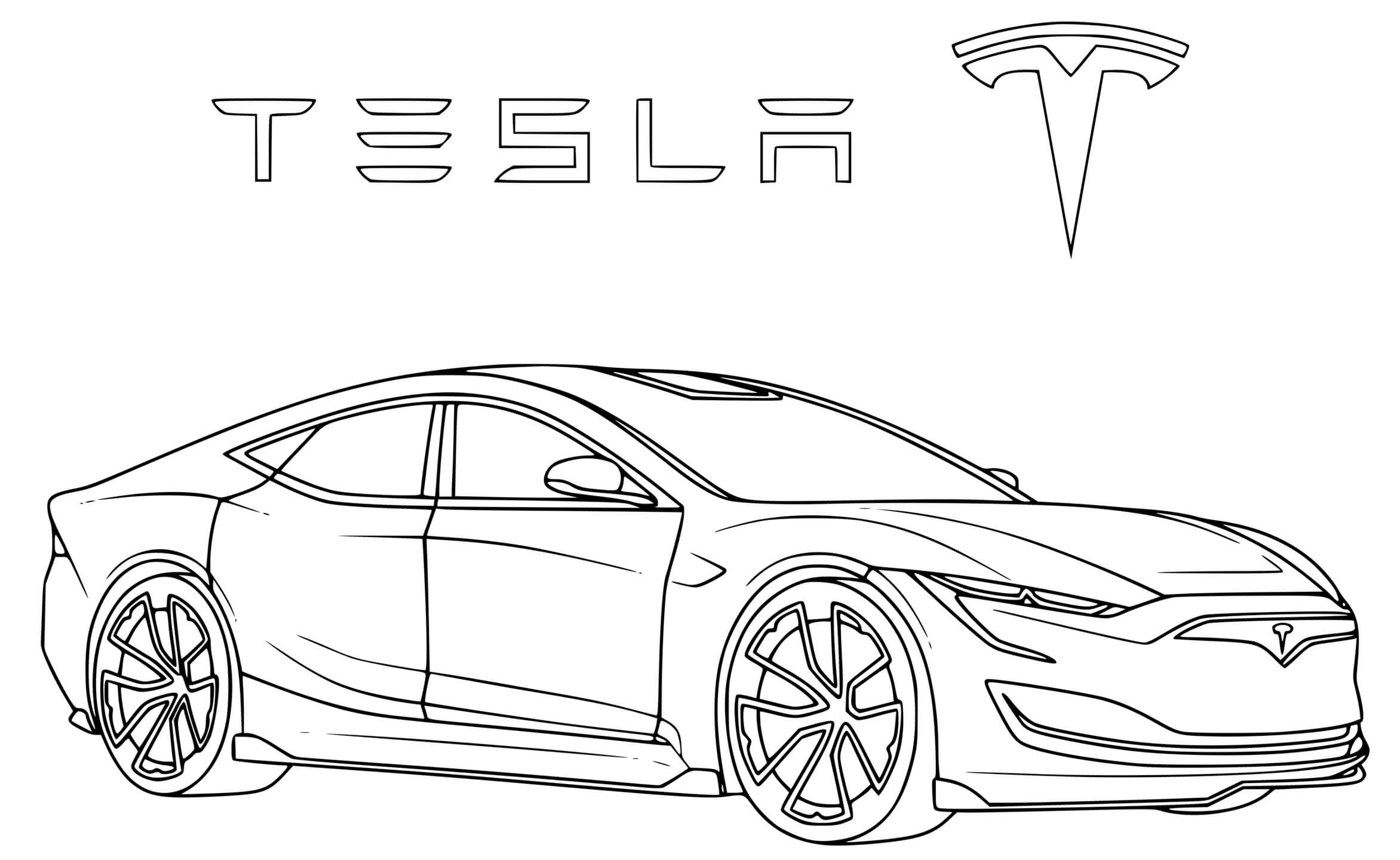 Coloriage Voiture Tesla - Voiture à imprimer