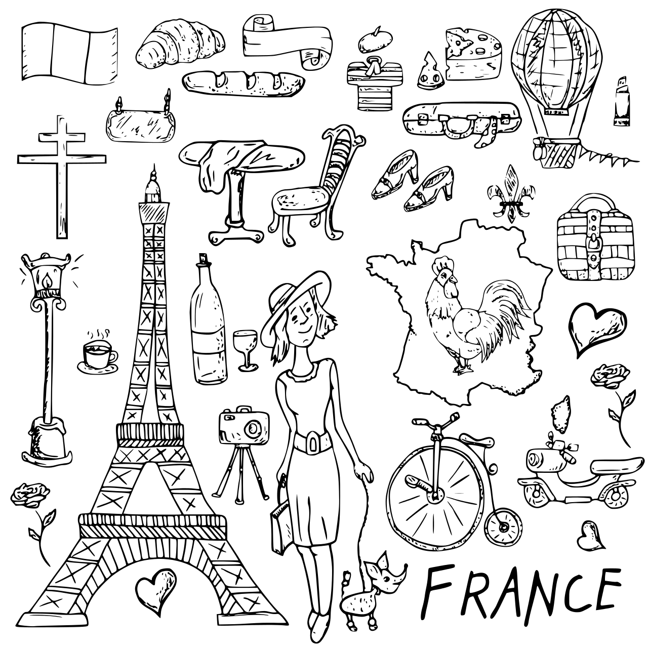 Coloriage Voyager En France - France à imprimer