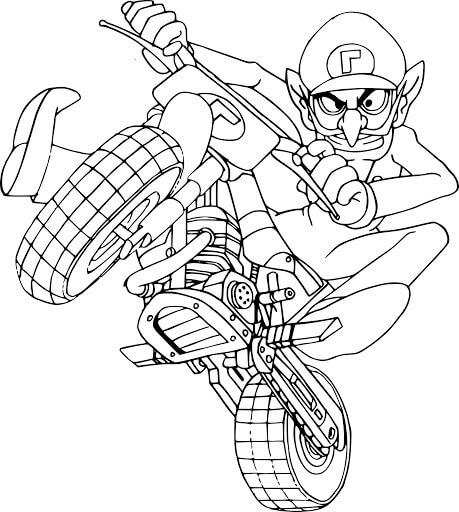 Coloriage Waluigi Mario Kart - Mario kart à imprimer