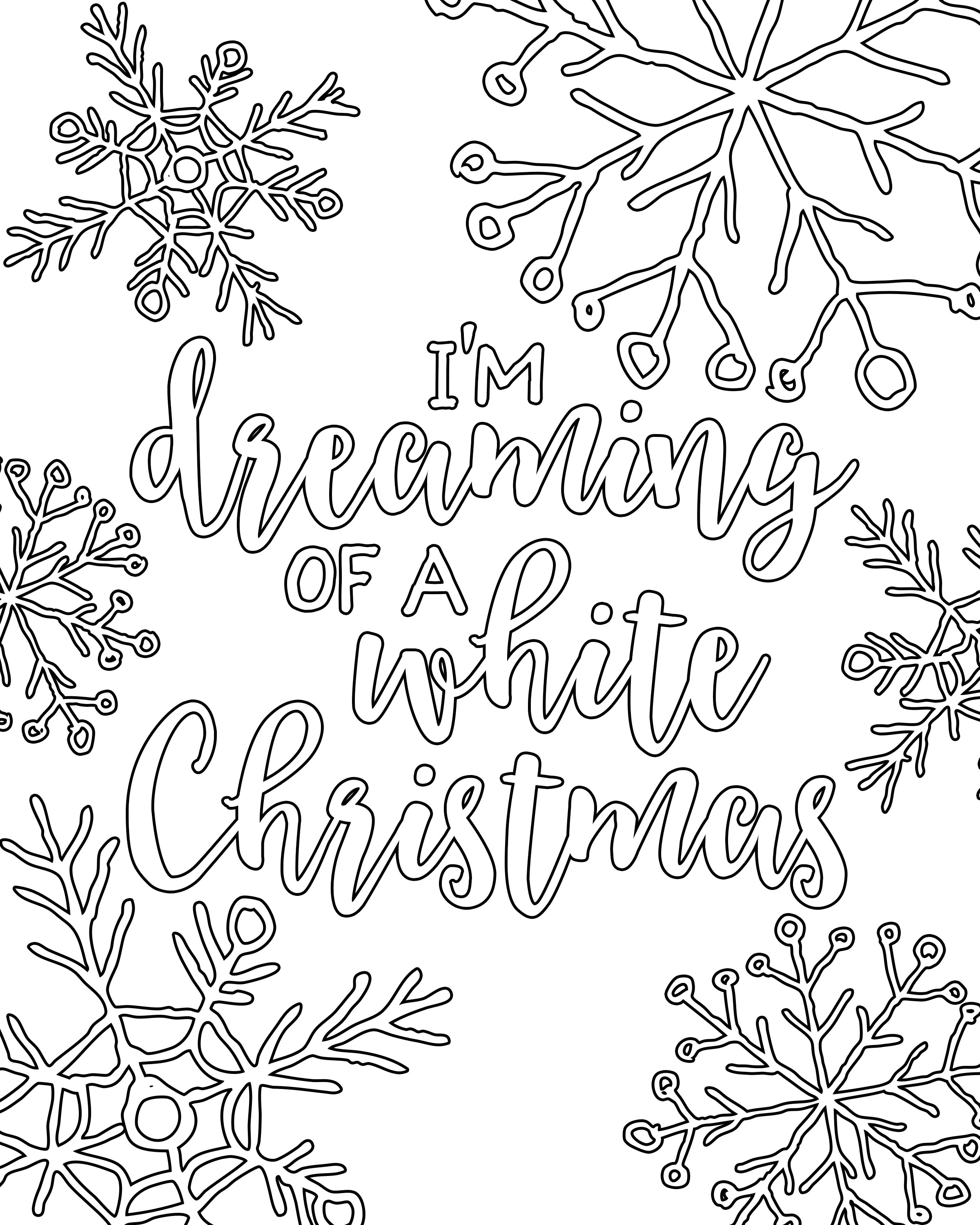 Coloriage White Christmas Adult Dreaming - Noël adulte à imprimer