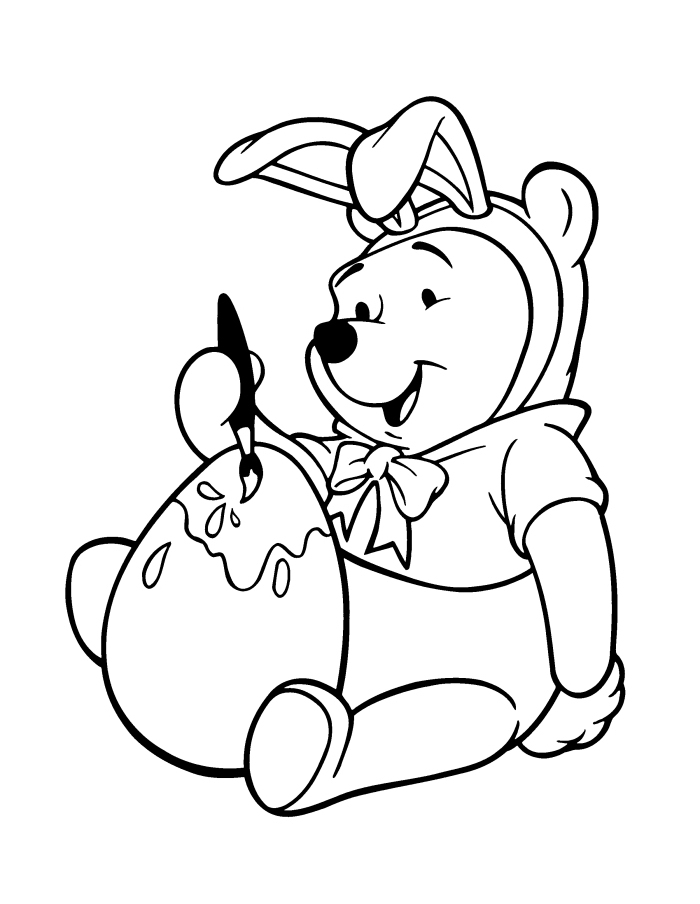 Coloriage Winnie Lapin Decore Un Œuf De Pâques Disney - Pâques Disney à imprimer