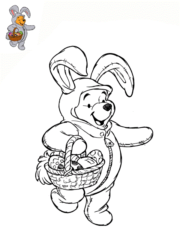 Coloriage Winnie Lapin Pâques Disney - Pâques Disney à imprimer