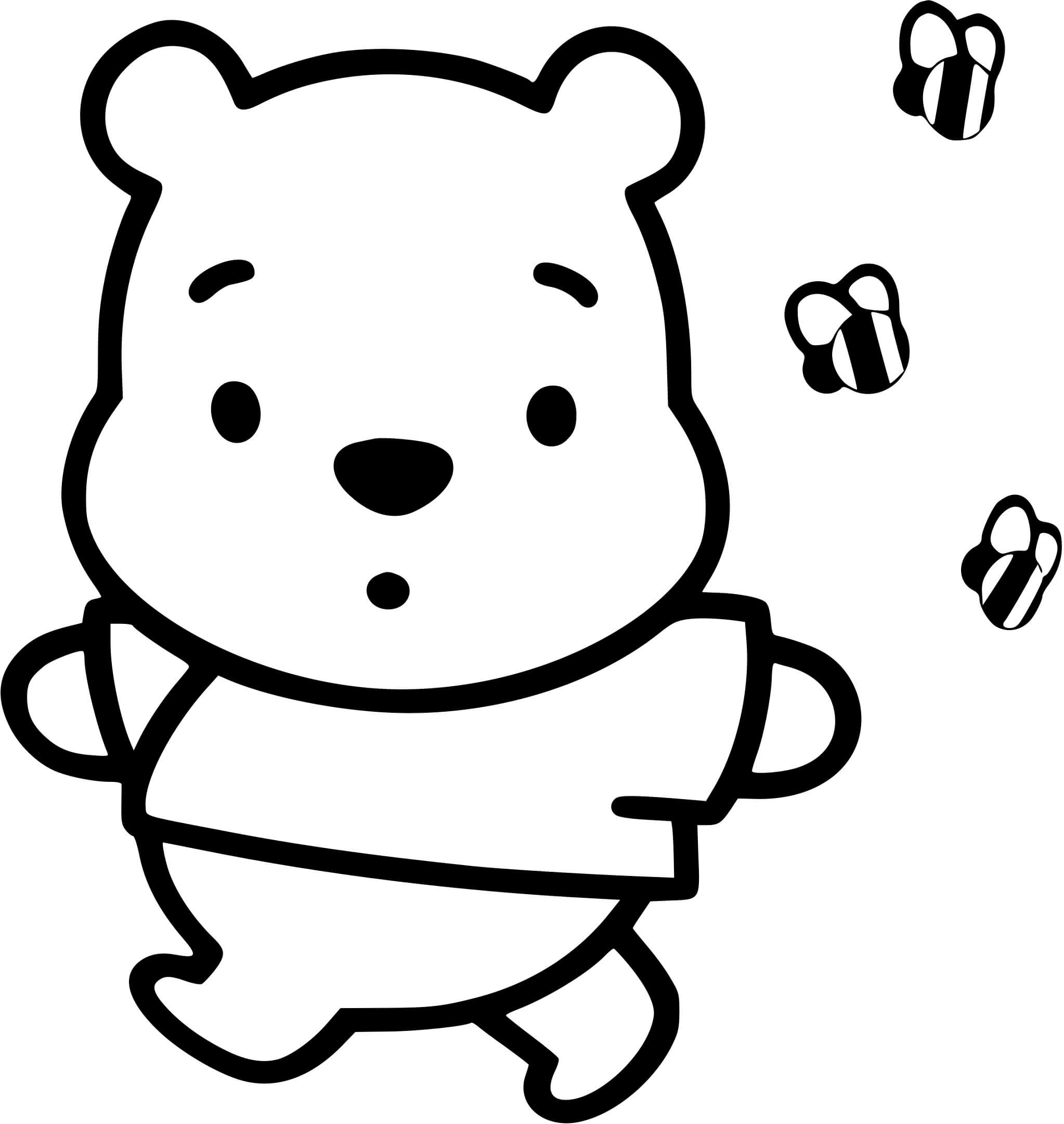 Coloriage Winnie ourson enfant bébé kawaii disney - Kawaii disney à imprimer