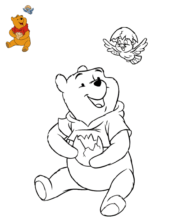 Coloriage Winnie Pâques Disney - Pâques Disney à imprimer