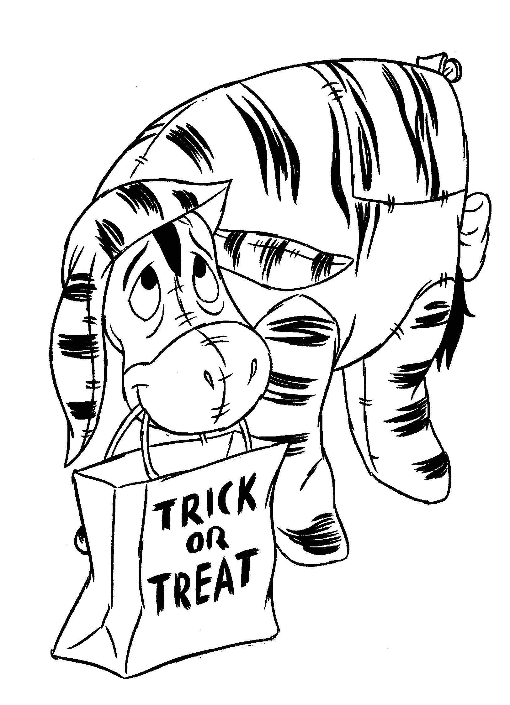 Coloriage Winnie l'Ourson Friandises d'Halloween - Halloween disney à imprimer