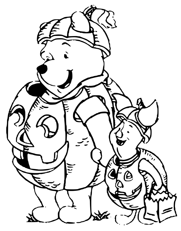 Coloriage Winnie l'Ourson Fête d'Halloween - Halloween disney à imprimer