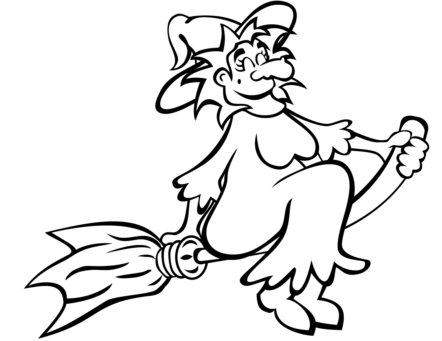 Coloriage Witch On Broom 3 Halloween - Halloween à imprimer