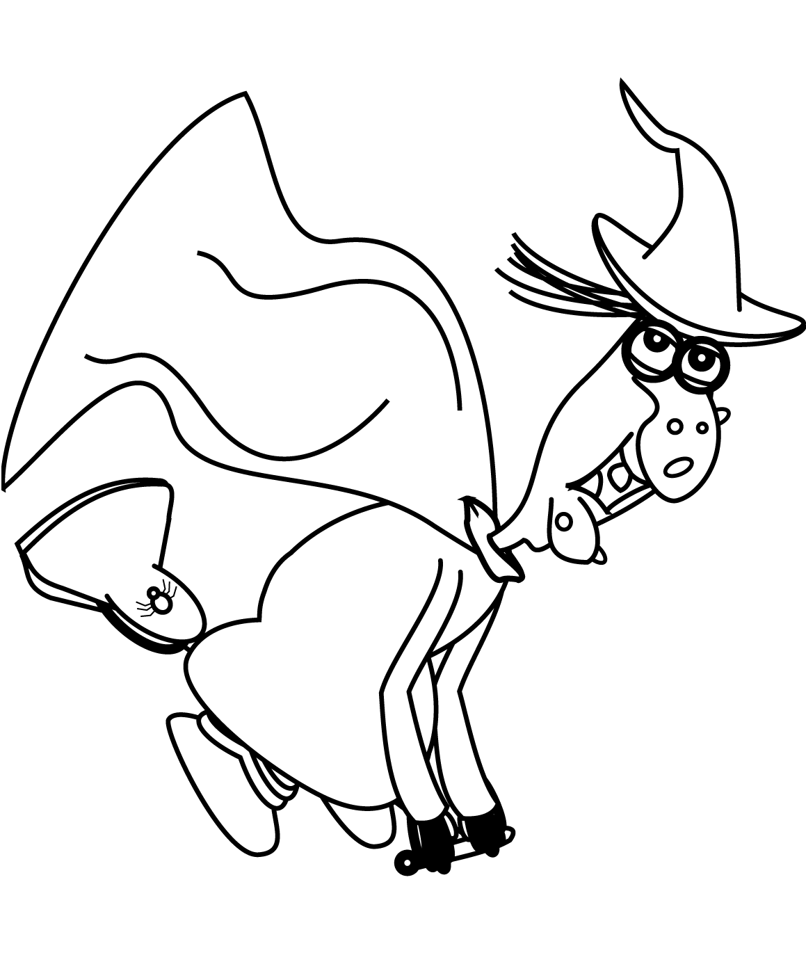 Coloriage Witch On Broom 4 Halloween - Halloween à imprimer