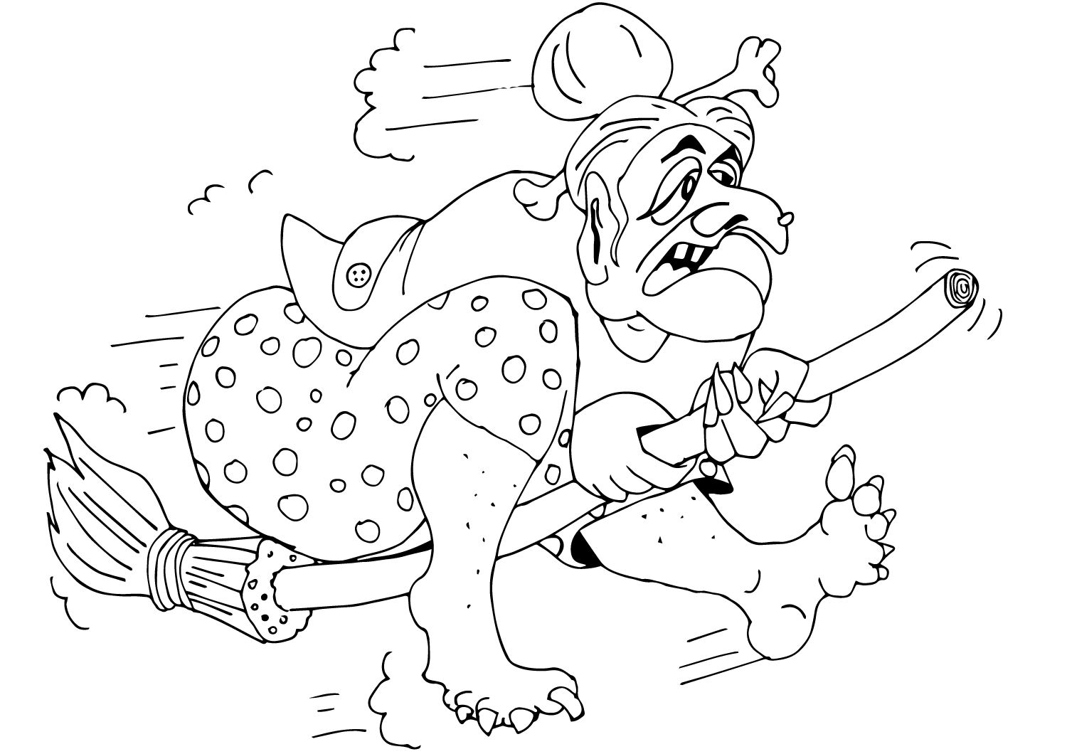 Coloriage Witch On Broom Halloween - Halloween à imprimer
