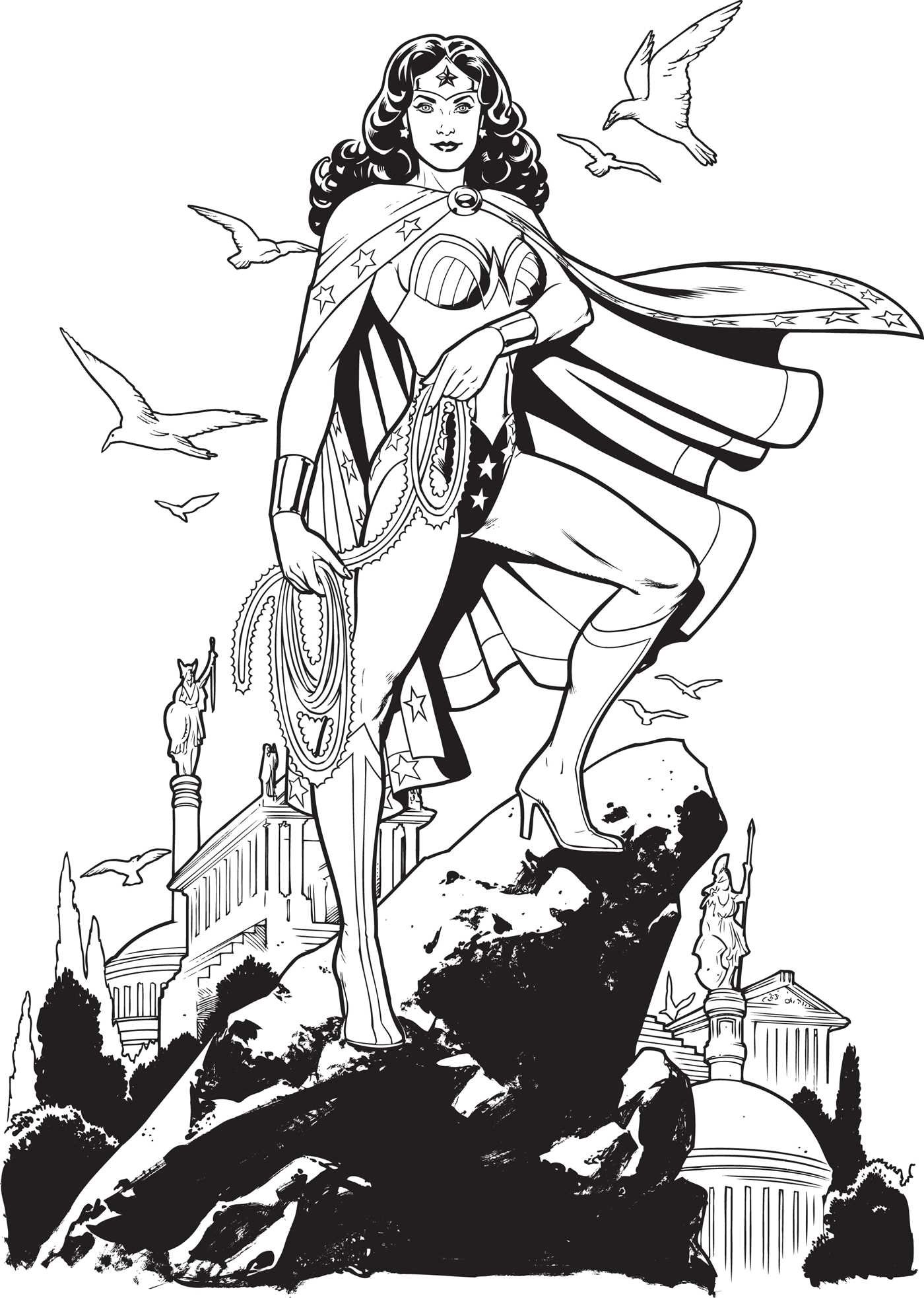 Coloriage Wonder Woman 2017 Au Sommet De La Coline Dc Comics - Wonder woman à imprimer