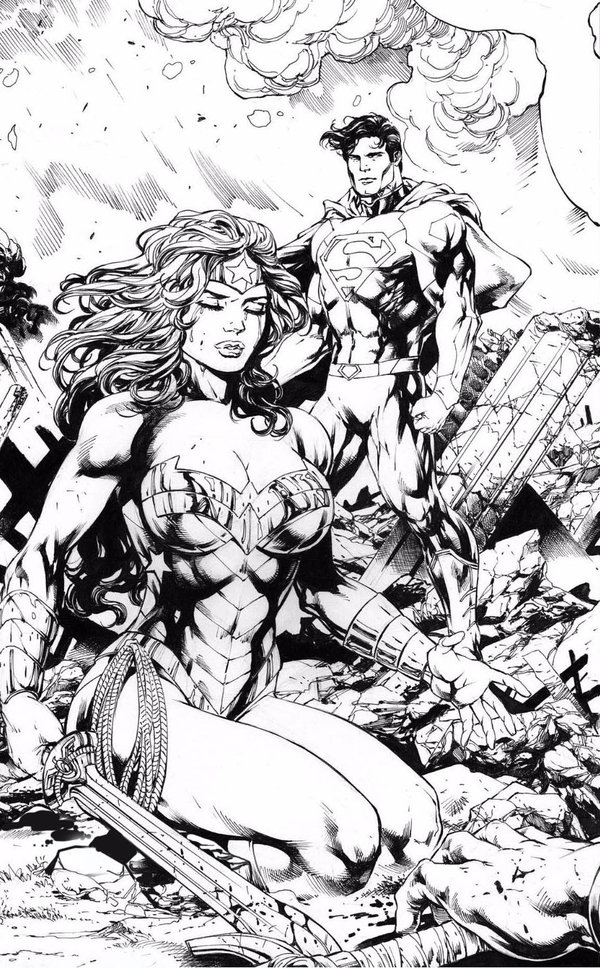 Coloriage Wonder Woman And Superman By Miltonwiller Dc Comics - Wonder woman à imprimer