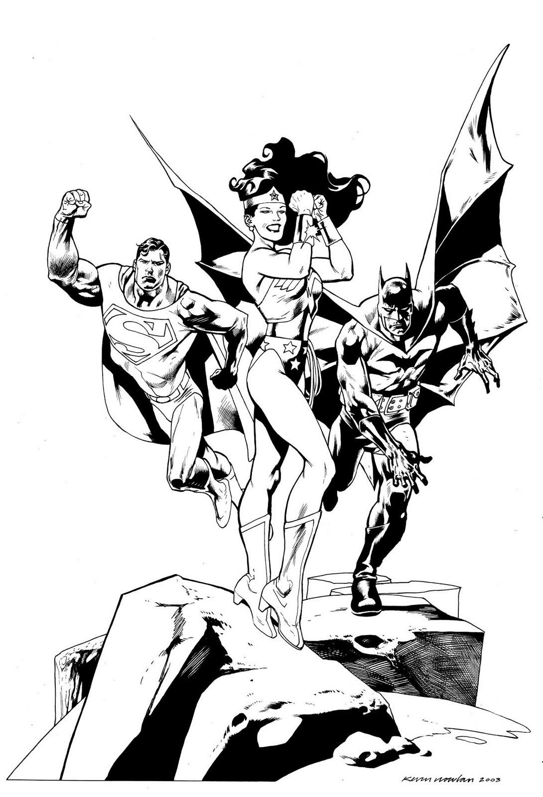 Coloriage Wonder Woman Avec Superman Et Batman Dc Comics - Wonder woman à imprimer