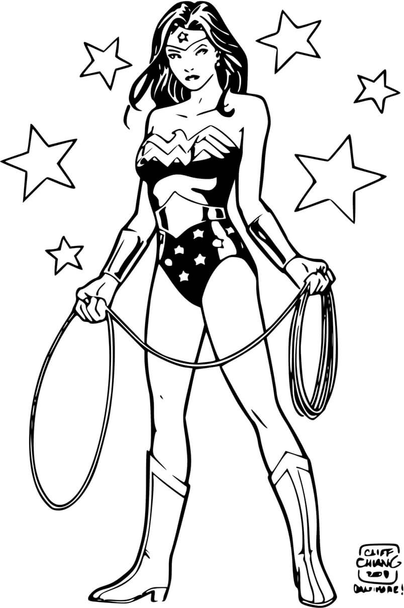 Coloriage Wonder Woman Est Prête Dc Comics - Super héroïne à imprimer