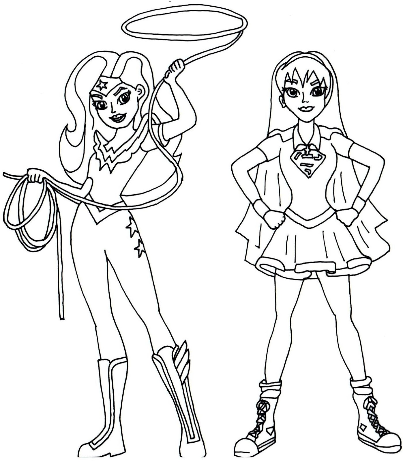 Coloriage Wonder Woman Et Supergirl - Super héroïne à imprimer