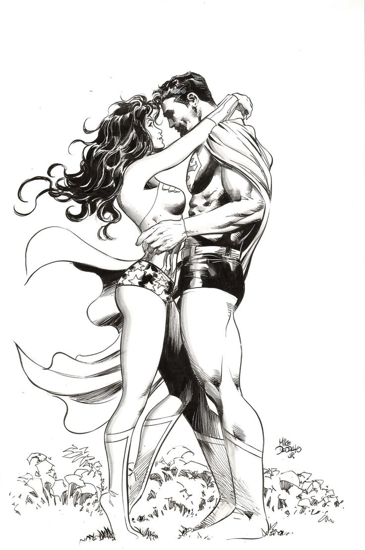 Coloriage Wonder Woman In Love With Super Man Dc Comics - Wonder woman à imprimer