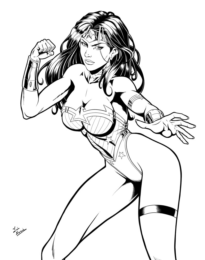 Coloriage Wonder Woman Lineart Par Zabzarock Dc Comics - Wonder woman à imprimer