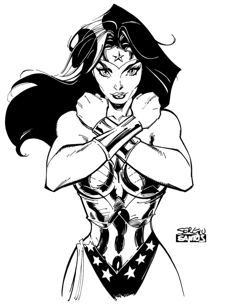 Coloriage Wonder Woman Par Sergioxantos Dc Comics - Super héroïne à imprimer