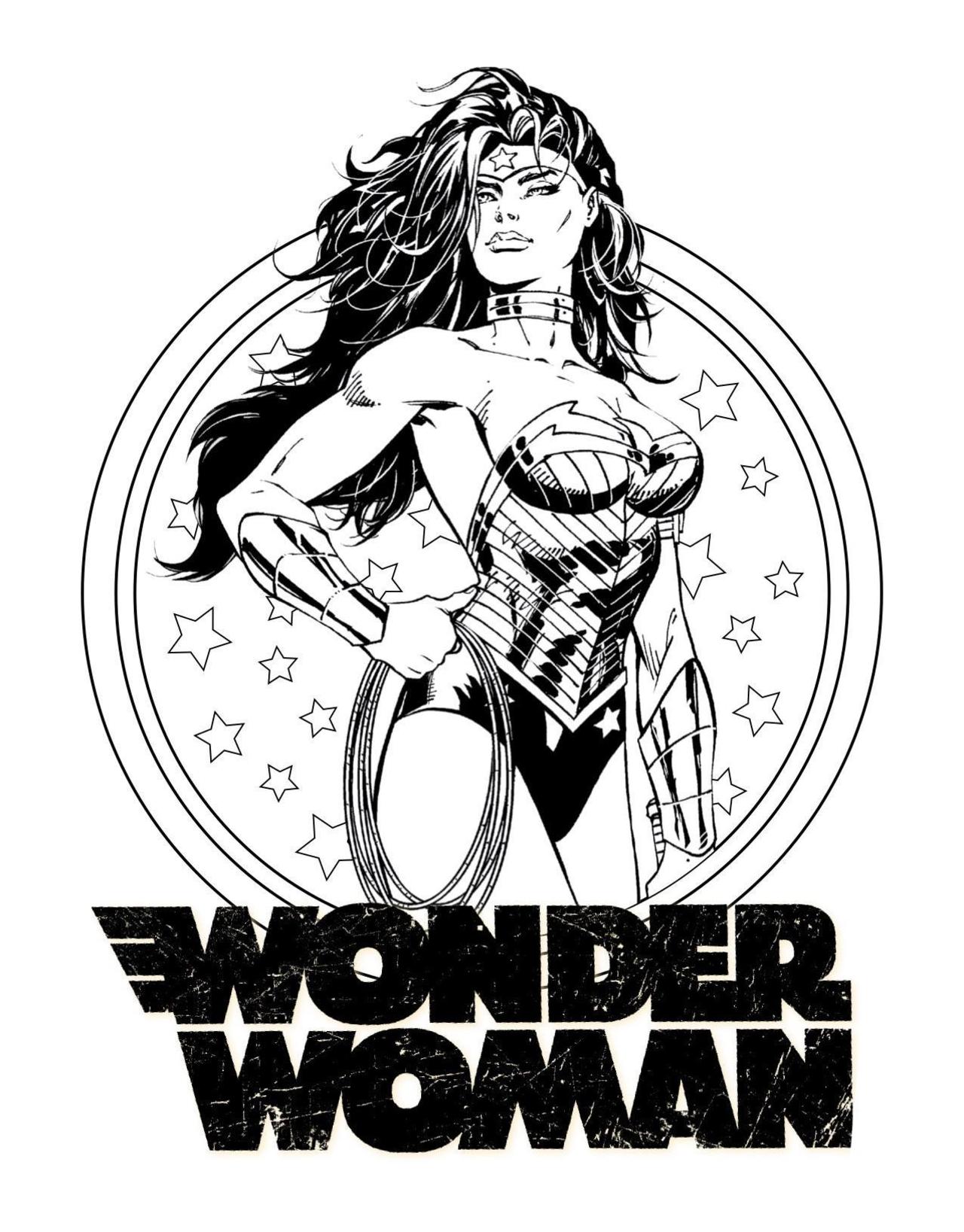 Coloriage Wonder Woman Pour Adulte Dc Comics Dc Comics - Super héroïne à imprimer