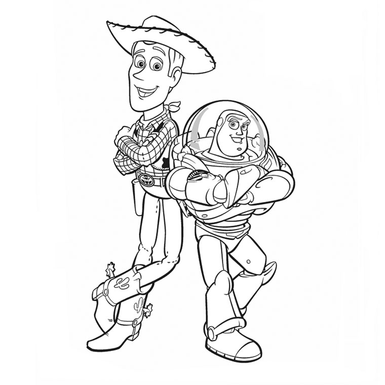 Coloriage Woody Et Buzz - Toy story à imprimer