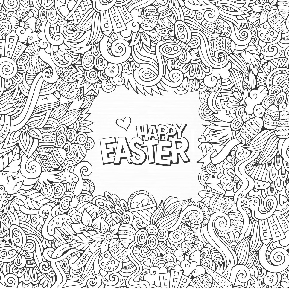 Coloriage Wt2 Doodle Pâques Par Olga Kostenko - Pâques adulte à imprimer