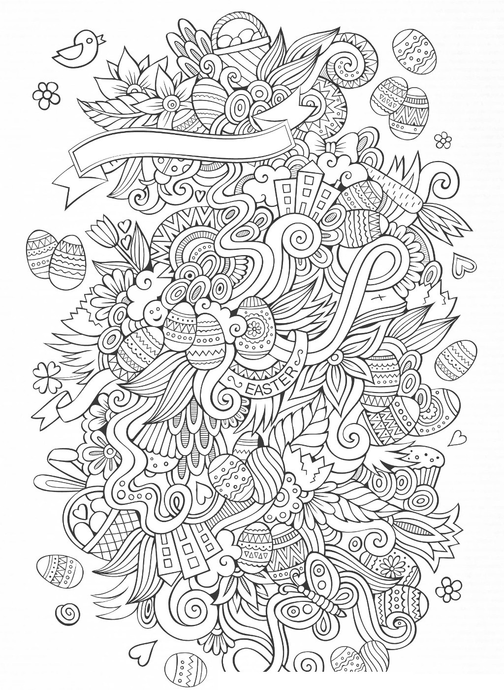 Coloriage Wt2 Pâques Dessin Complexe Par Olga Kostenko - Pâques adulte à imprimer