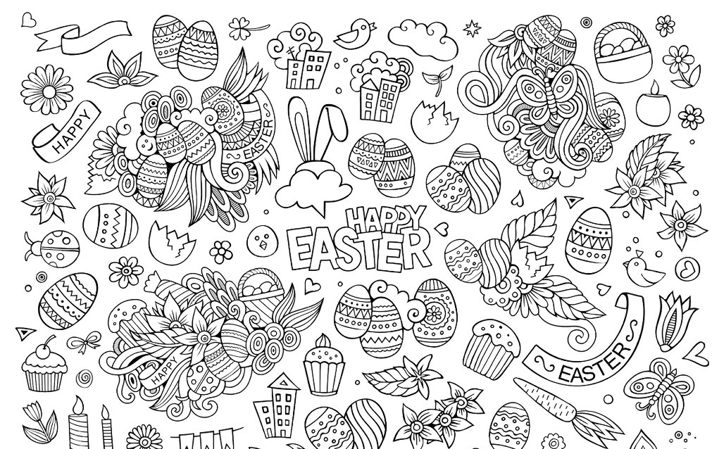 Coloriage Wt2 Pâques Doodle Par Olga Kostenko - Pâques adulte à imprimer