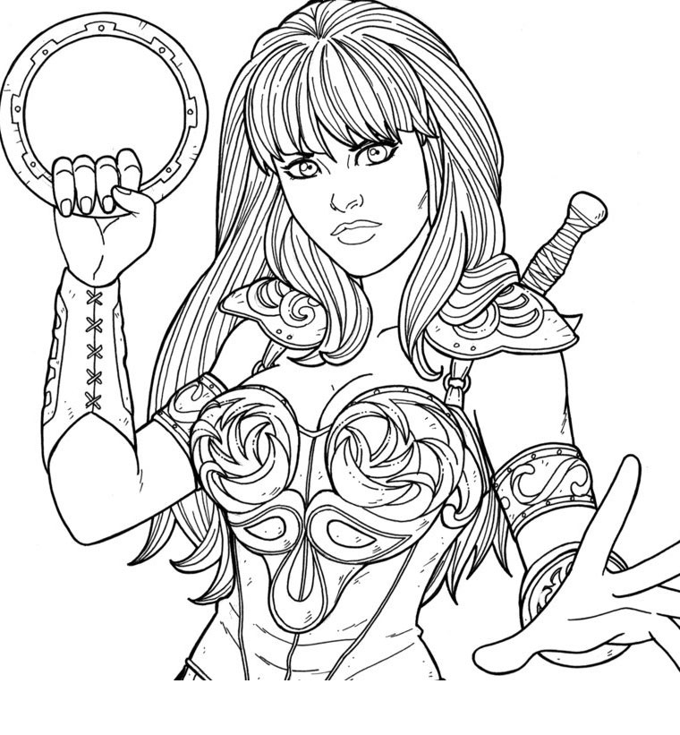 Coloriage Xena Femme Super Héros - Xena à imprimer
