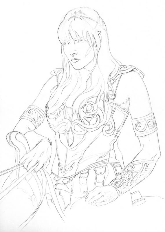 Coloriage Xena Sur Un Cheval - Xena à imprimer